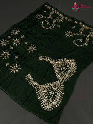 Green Pure Upada Silk Gota Patti Unstitched Blouse for Festive Celebration | Bridal Edit