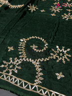 pallu detailing of green pure upada silk gota patti blouse 3805