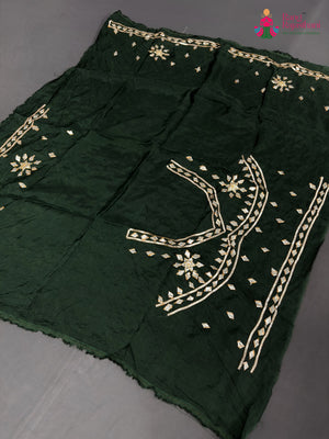 Green Pure Upada Silk Gota Patti Unstitched Blouse for Festive Celebration | Wedding Edit