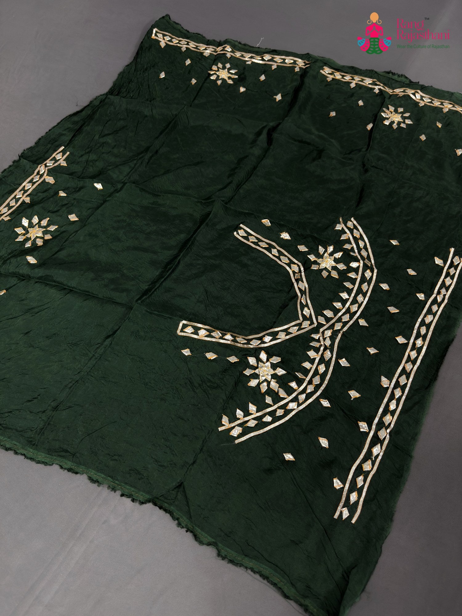 green pure upada silk gota patti blouse 3811 by Rang Rajasthani