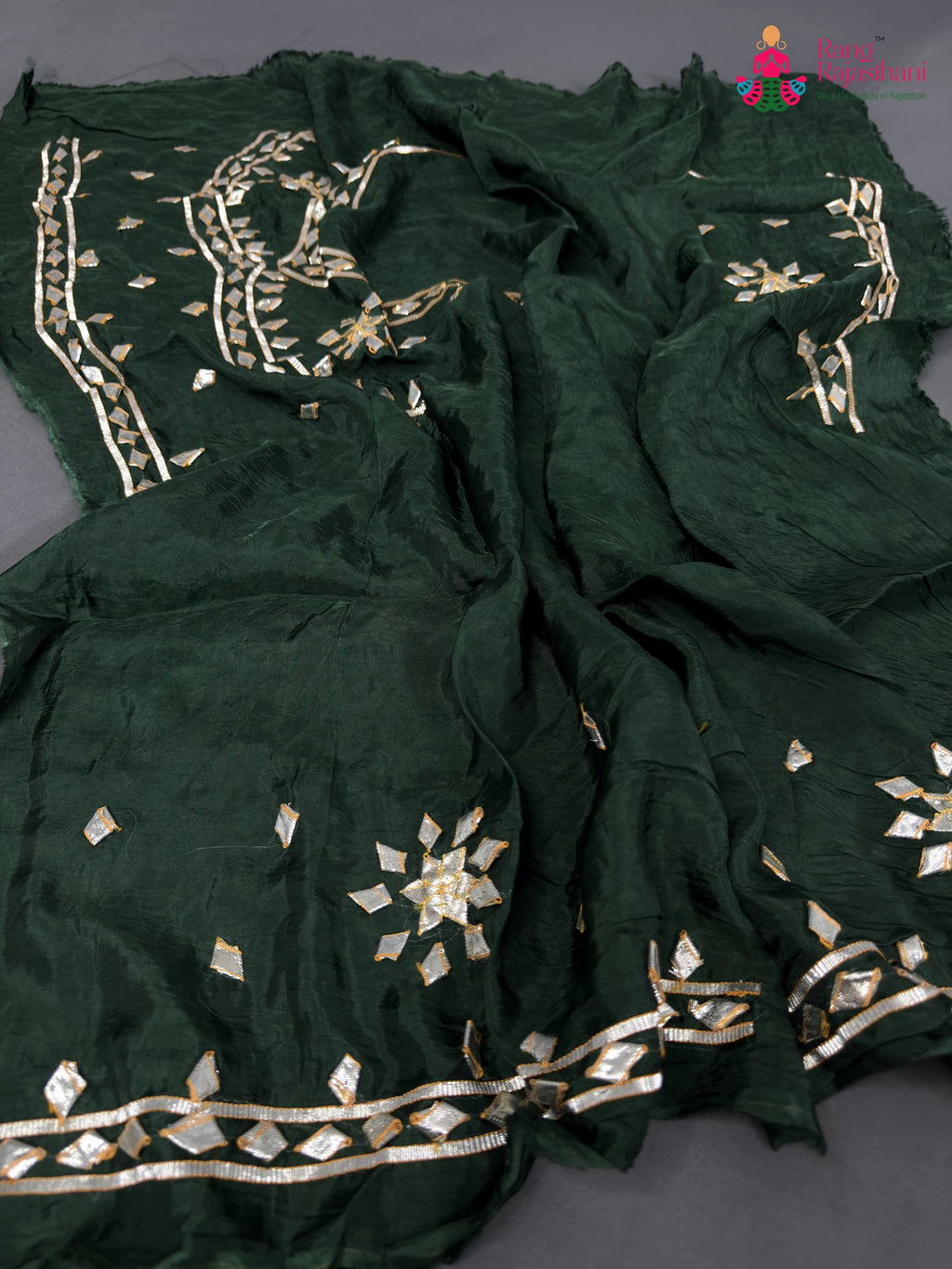 complete look of green pure upada silk gota patti blouse 3811