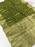 Green Soft Georgette Banarasi Zari Weave Saree : Calm Glow