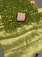 Green Soft Georgette Banarasi Zari Weave Saree for Mehendi Ceremony | Elegant Pick