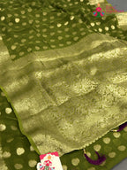 Green Soft Georgette Banarasi Zari Weave Saree for Mehendi Ceremony | Elegant Pick
