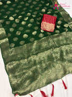 Green Soft Georgette Banarasi Zari Weave Saree for Mehendi Ceremony | Signature Pick