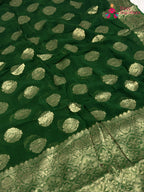 Green Soft Georgette Banarasi Zari Weave Saree for Mehendi Ceremony | Signature Pick