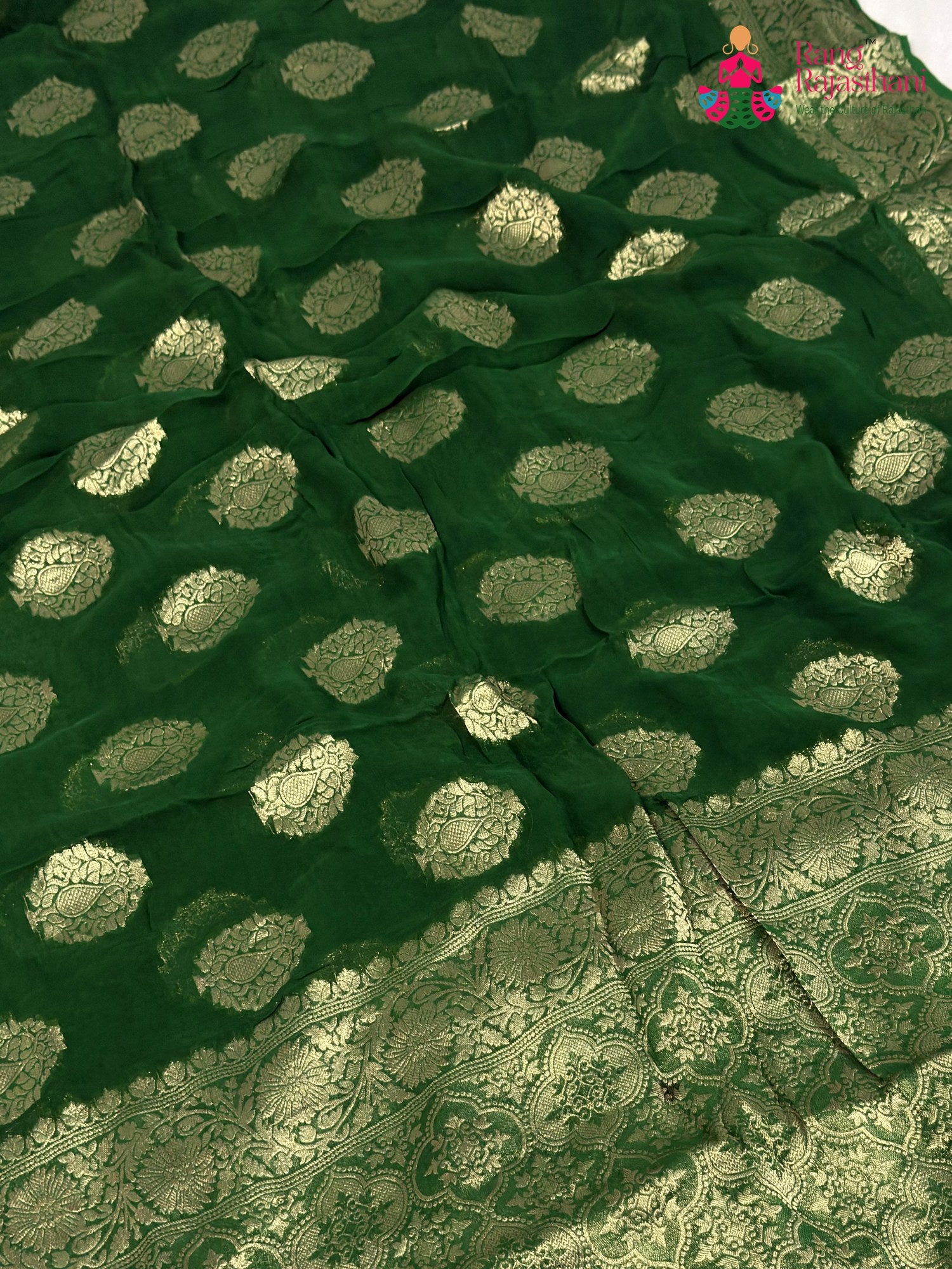 Green Soft Georgette Banarasi Zari Weave Saree for Mehendi Ceremony | Signature Pick