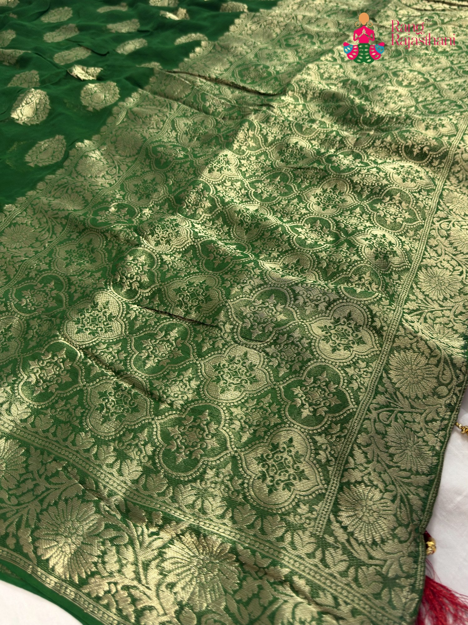 Green Soft Georgette Banarasi Zari Weave Saree for Mehendi Ceremony | Signature Pick
