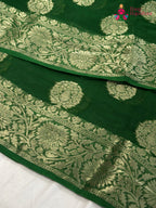 Green Soft Georgette Banarasi Zari Weave Saree for Mehendi Ceremony | Signature Pick
