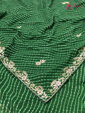 close up detailing of green soft georgette gota patti saree