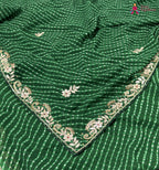 complete look of green soft georgette gota patti saree