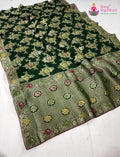Green Soft Georgette Meenakari Zari Saree : Pure Calm
