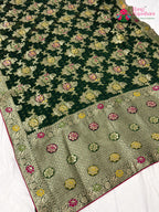 Green Soft Georgette Meenakari Zari Saree for Wedding Reception | Shop Online