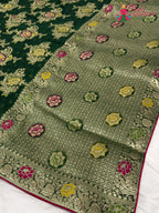 Green Soft Georgette Meenakari Zari Saree for Wedding Reception | Shop Online