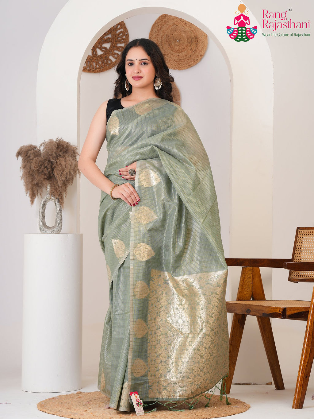 Pista Imported Party saree with Printed from Rang Rajasthani