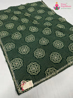 green synthetic bandhani saree for mayra ceremony by Rang Rajasthani