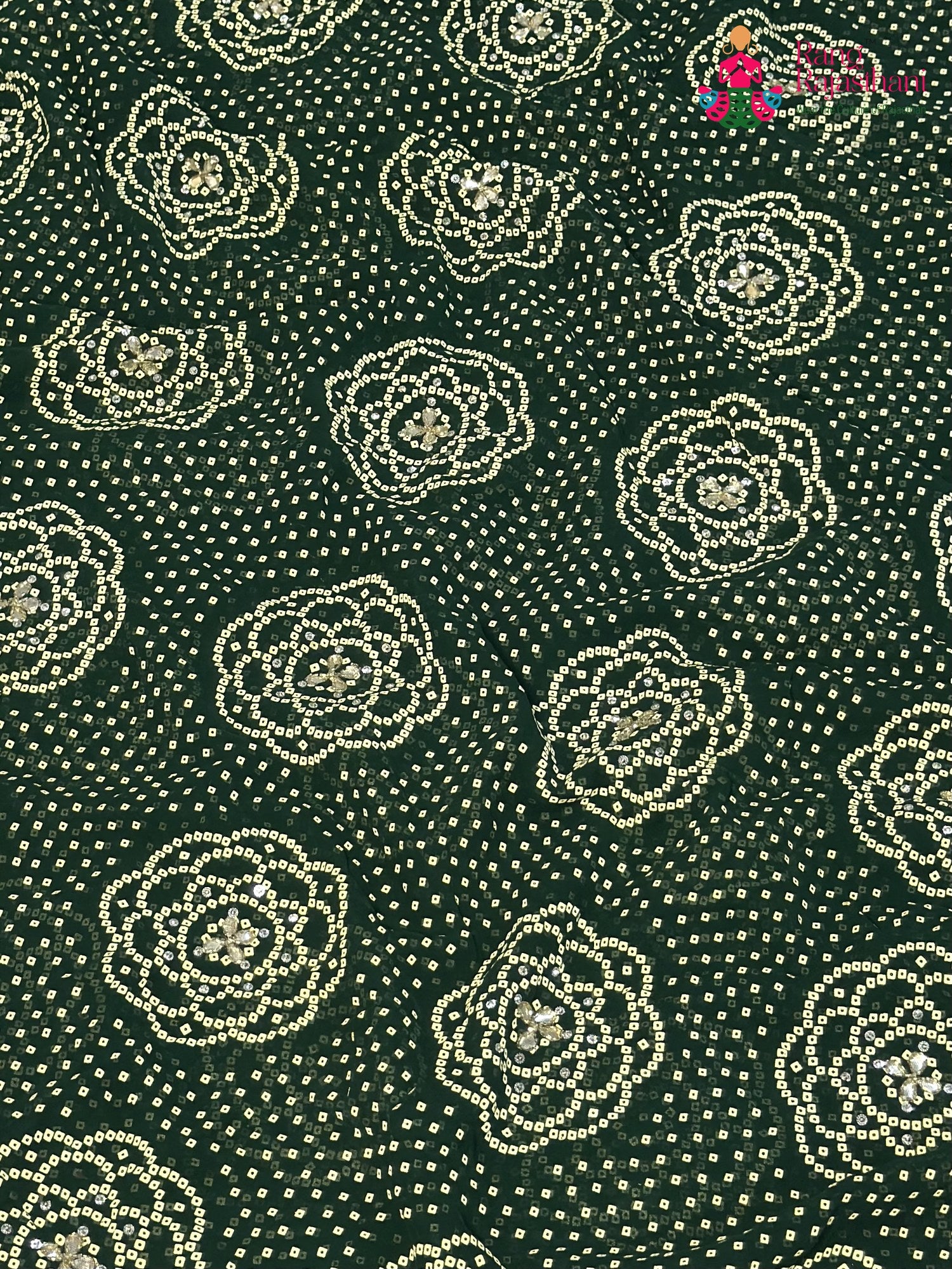 Green Synthetic Bandhani Chunri Saree for Mayra Ceremony | Easy Drape