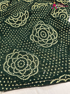 Green Synthetic Bandhani Chunri Saree for Mayra Ceremony | Easy Drape