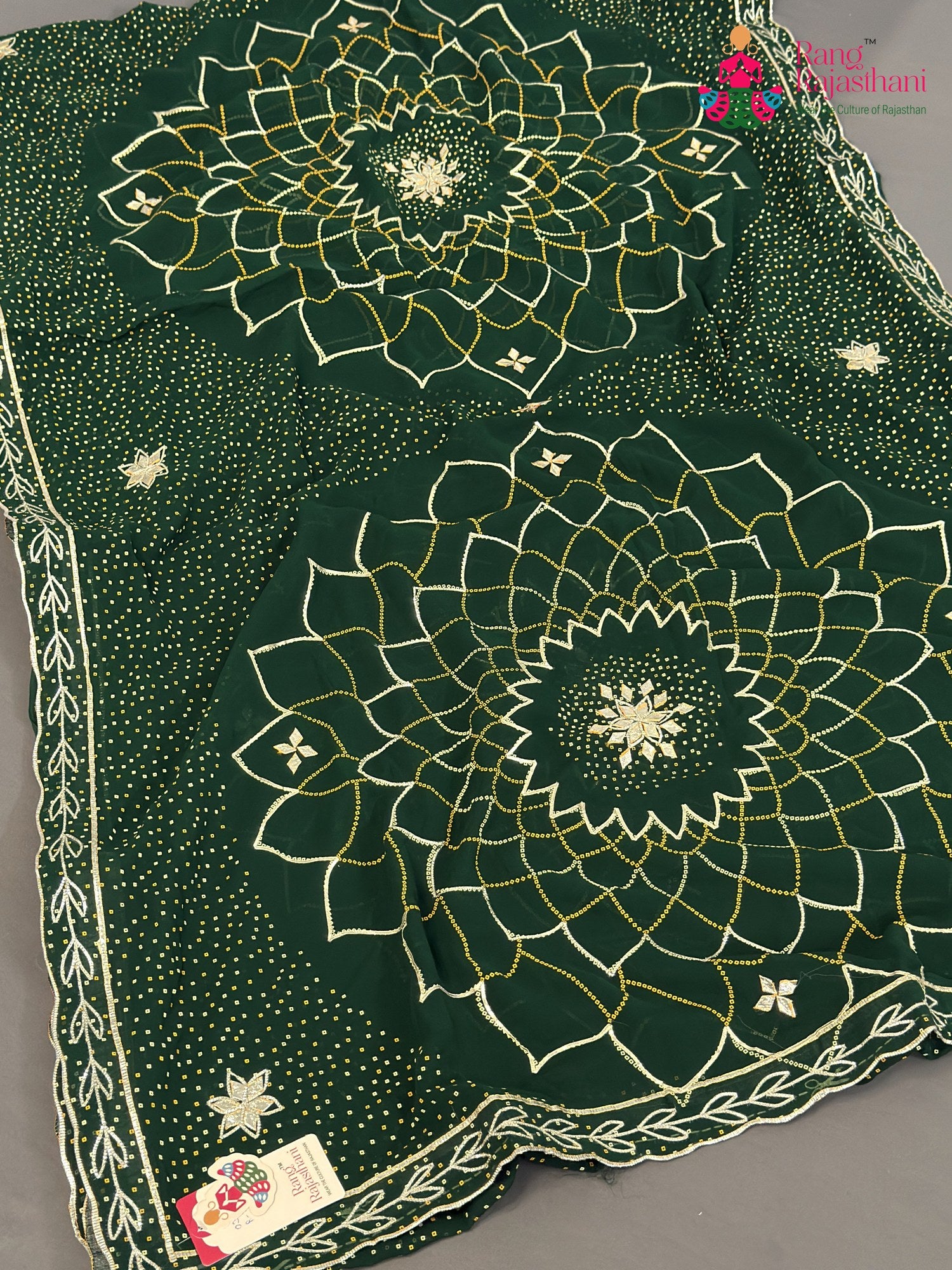Green Synthetic Bandhani Chunri Saree for Mehendi Ceremony | Refined Edit