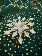 Green Synthetic Bandhani Chunri Saree for Mehendi Ceremony | Refined Edit