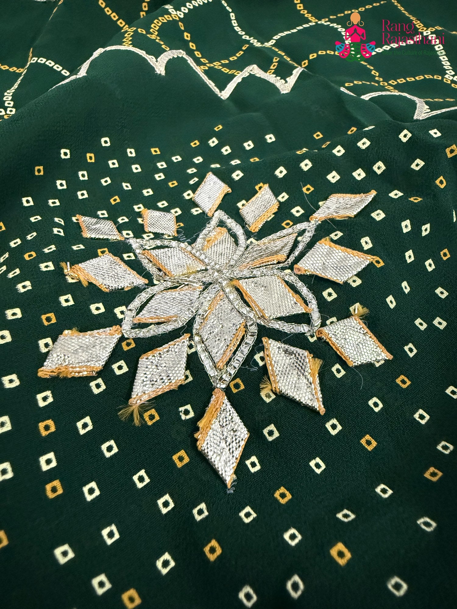 Green Synthetic Bandhani Chunri Saree for Mehendi Ceremony | Refined Edit
