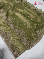 complete look of green synthetic hand embellishment saree