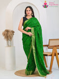 Emerald Green Pure HO Silk Graceful Work Saree : Lustrous Glamour