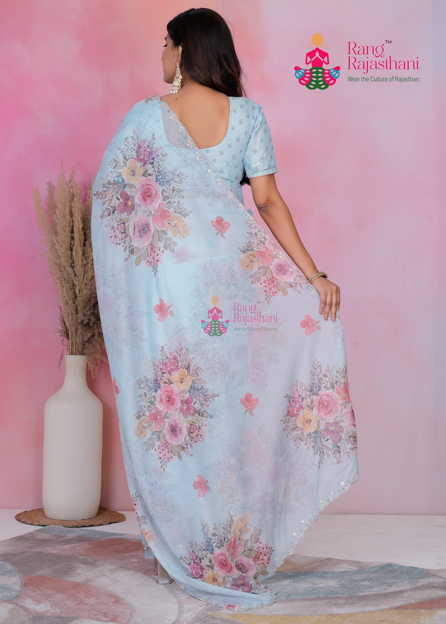 Grey Casual Saree | Rang Rajasthani