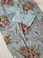 fabric texture of grey saree