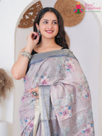Gray Imported saree with Zari close up detailing