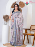 Gray Imported officeParty saree with Zari from Rang Rajasthani