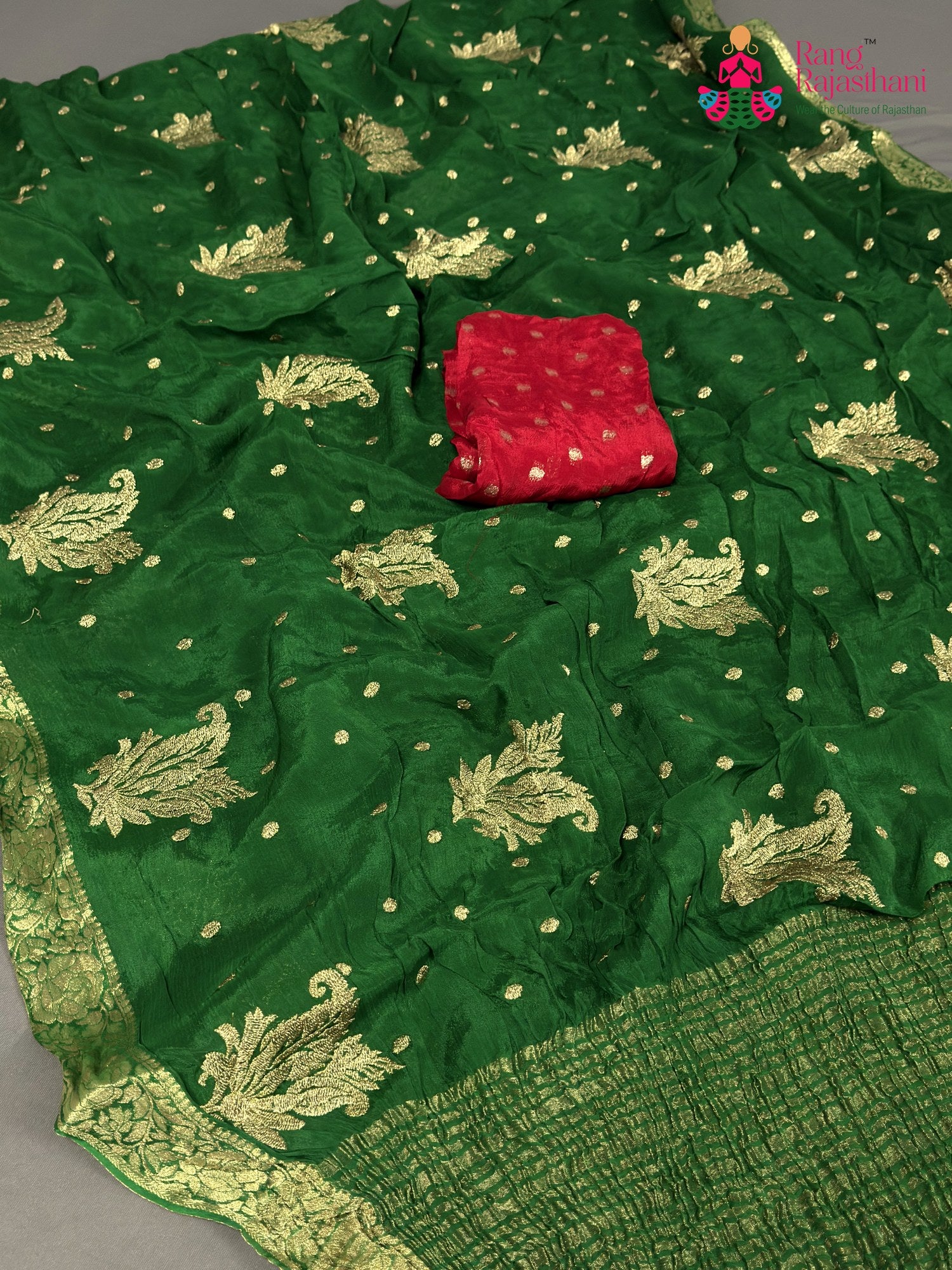 Green Chinnon Sequin Saree for Mehendi Ceremony | Reception Wear