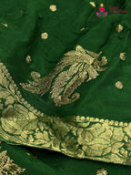 Green Chinnon Sequin Saree for Mehendi Ceremony | Reception Wear