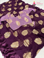 fabric texture of handcrafted wine fabric saree