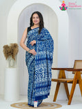 Blue Cotton officeParty saree with Printed from Rang Rajasthani