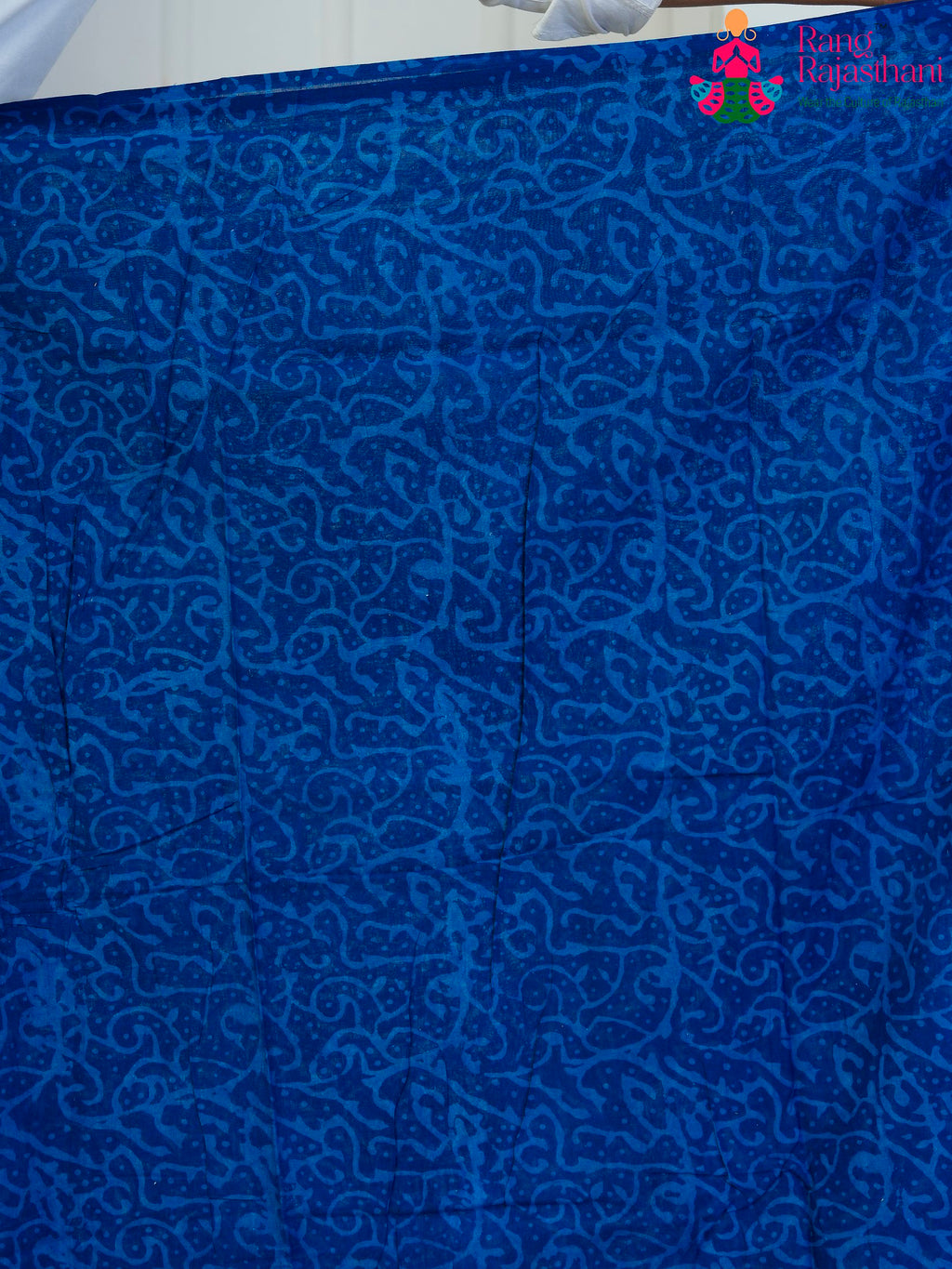 Blue Cotton saree with Printed pallu detailing