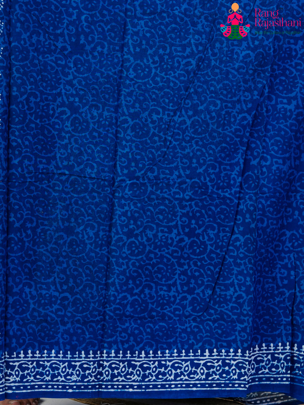 Blue Cotton saree with Printed pallu detailing