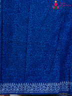 Blue Cotton saree with Printed pallu detailing