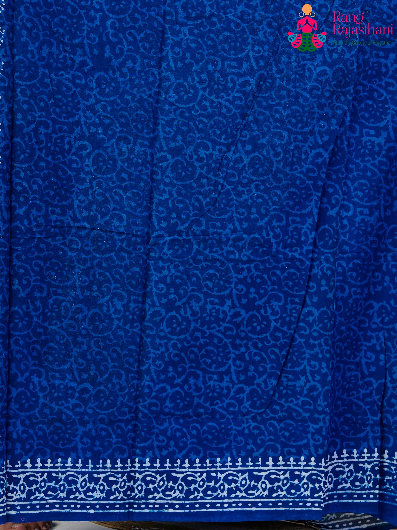 Blue Cotton saree with Printed pallu detailing