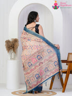 Blue Imported saree with Printed back view