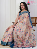 Blue Imported saree with Printed pleats view