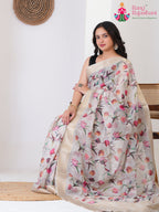 Cream PureSilk saree with Zari pallu detailing