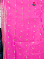 White SyntheticSilk saree with Printed pleats view