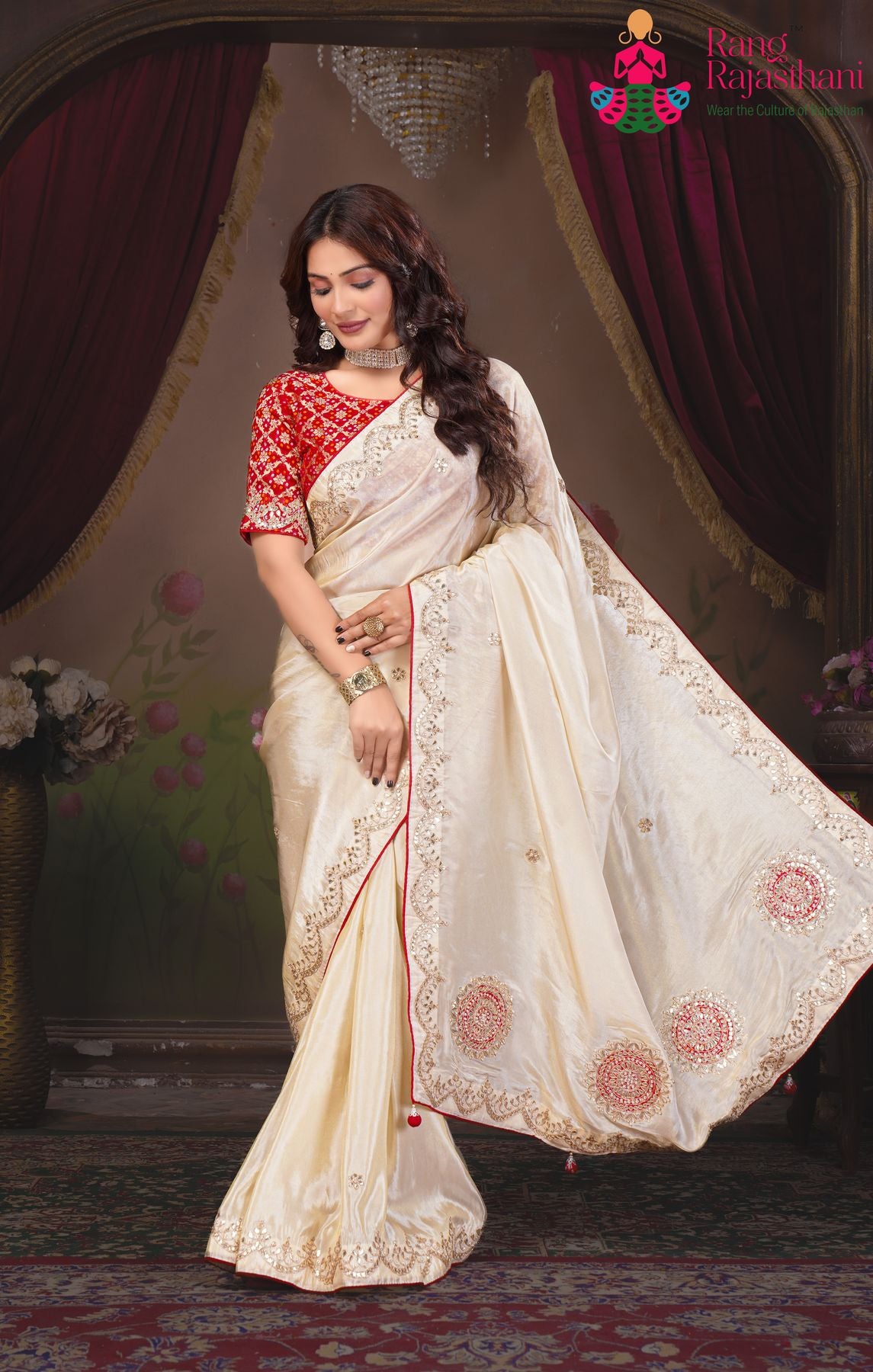 Chiku Silk Saree - Celebration Wear
