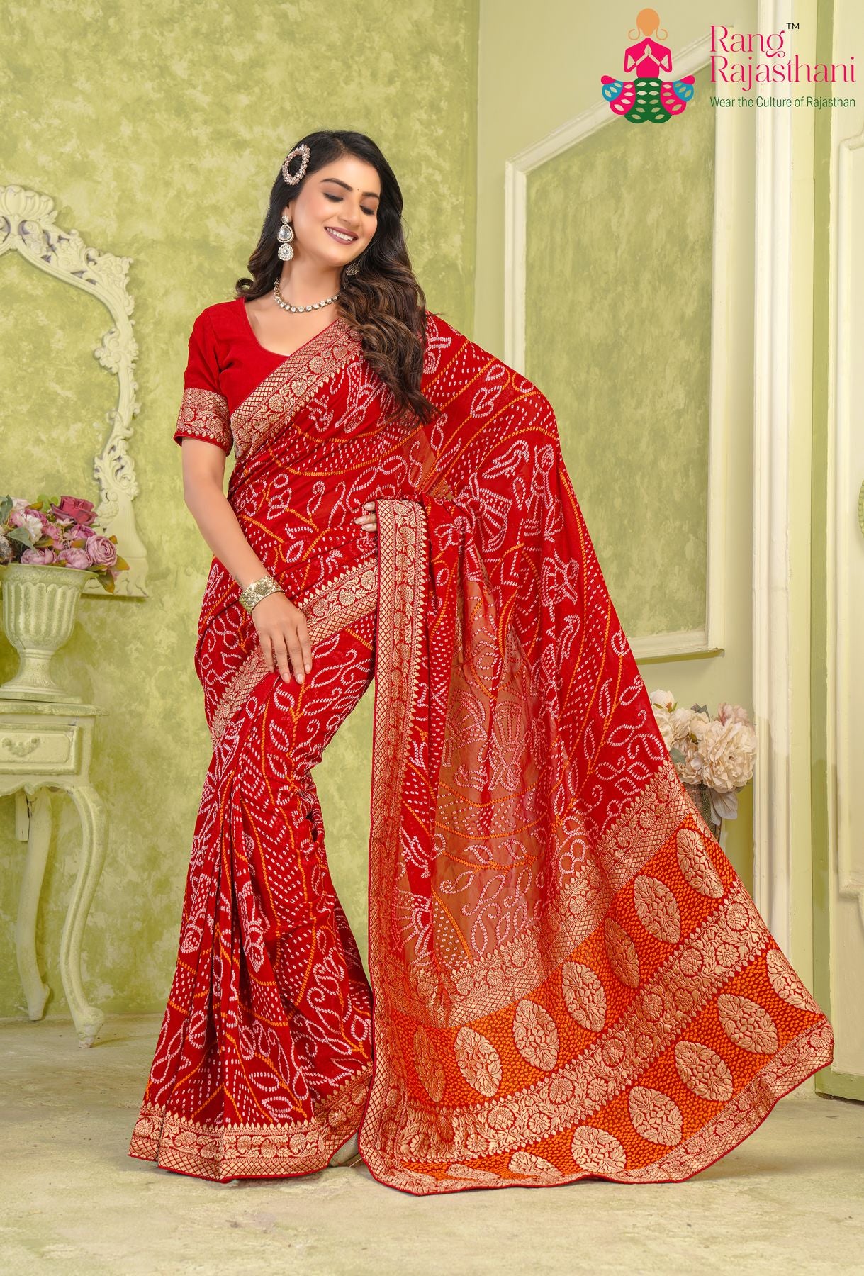 Red Bandhani saree | Rang Rajasthani saree