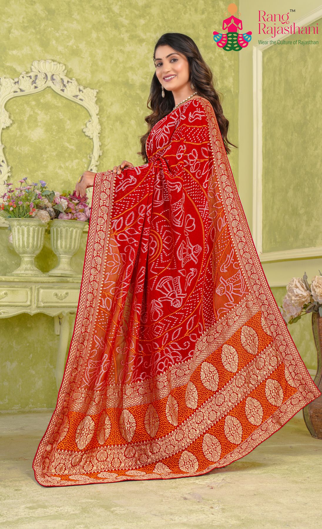 Red Bandhani saree | Rang Rajasthani saree