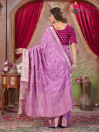Lavender Pure Chinon saree with Sequence back view