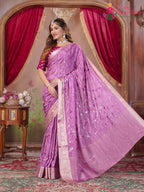 Lavender Pure Chinon Wedding saree with Sequence from Rang Rajasthani