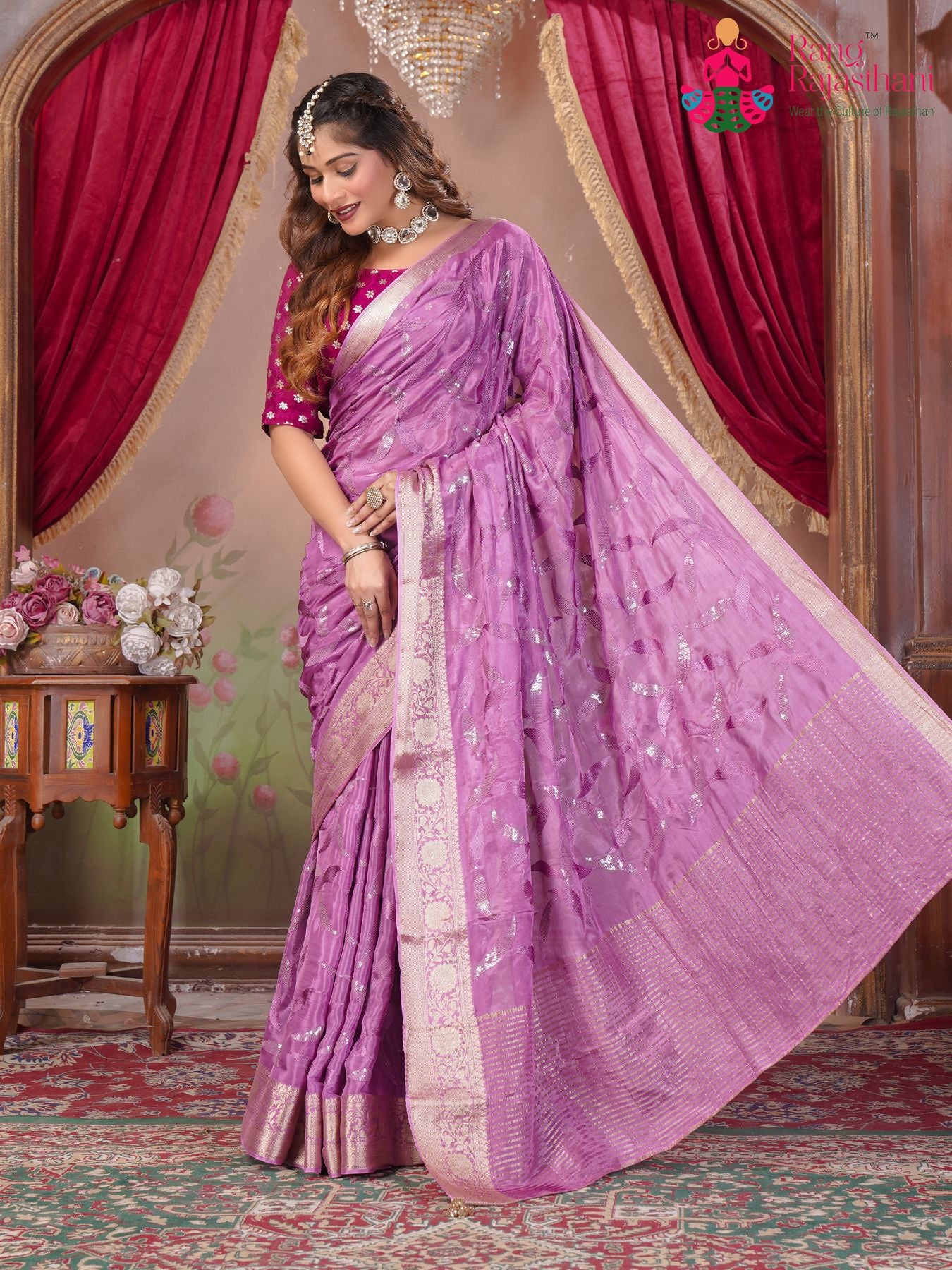 Graceful Gajari Chinnon Saree - Heritage Edit Party Wear