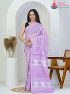 Lavender Cotton officeParty saree with Printed from Rang Rajasthani